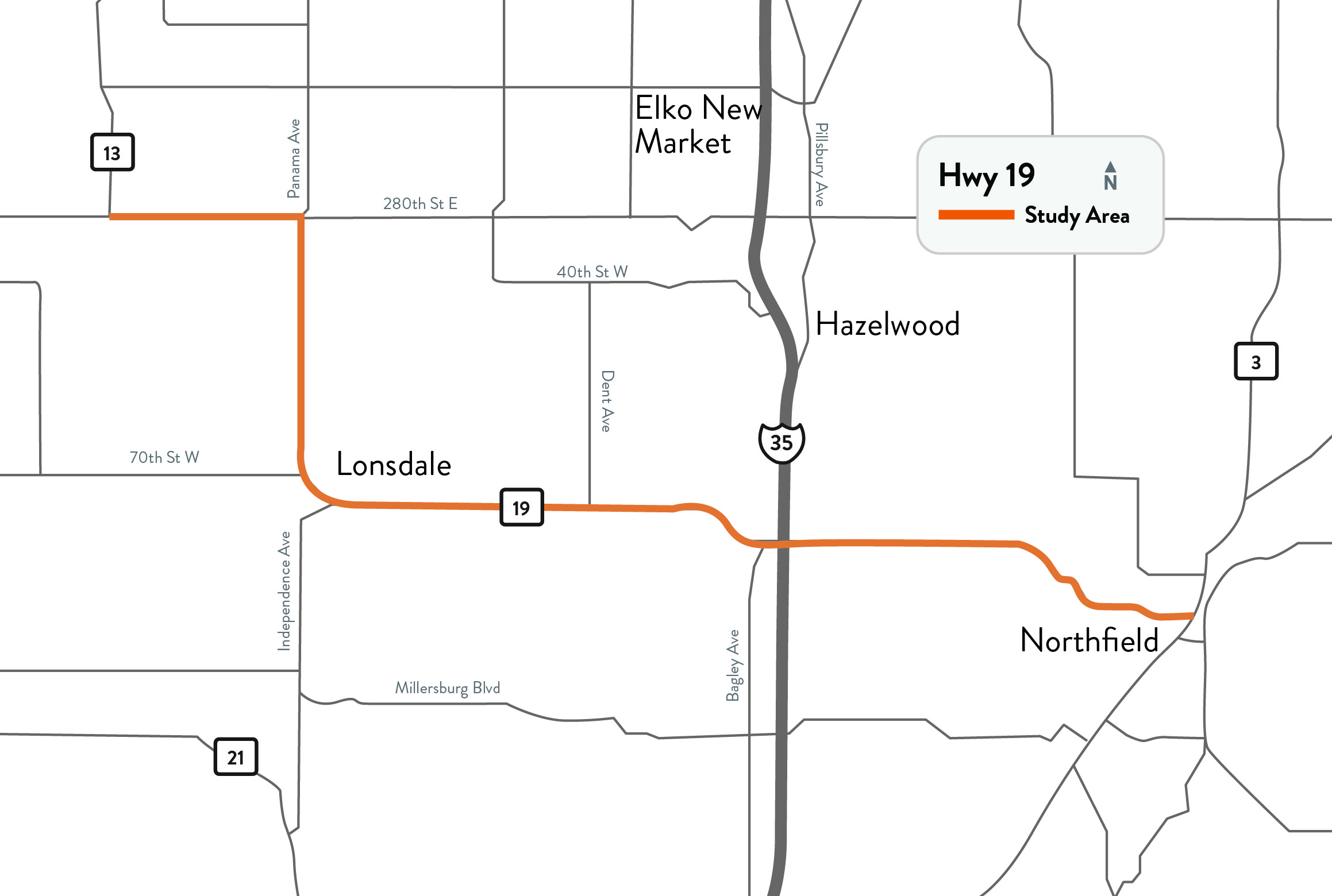Map of study area highlighted in orange